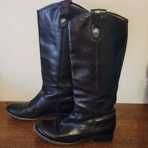Frye Black Leather Pull On Boots Size 6